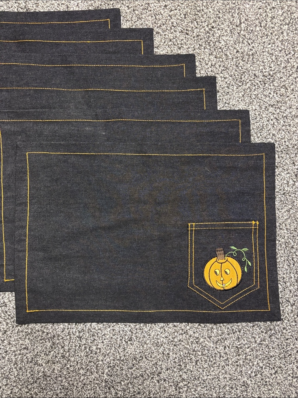 Black Pumpkin Pocket Placemat - Set of 6